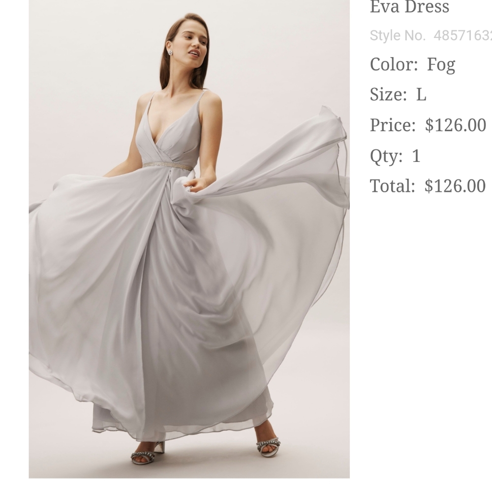 BHLDN Eva bridesmaid dress Fog